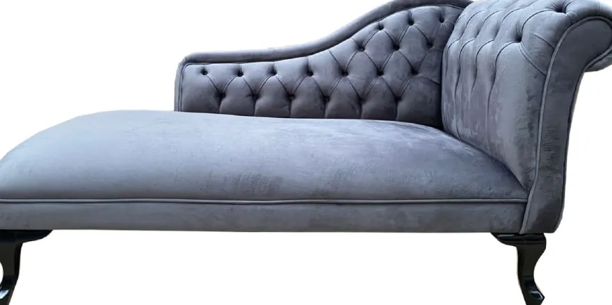 Casa Padrino Barock Chaiselongue Silbergrau / Schwarz - Handgefertigte Massivholz Recamiere - Barock Möbel - Edel & Prunkvoll