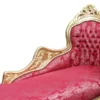 Casa Padrino Barock Chaiselongue Bordeaux Blumen Muster / Gold - Barock Möbel - 155 x 70 x 100 cm