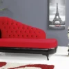 Casa Padrino Barock Chaiselongue Rot / Schwarz 183 x 80 x H. 94 cm - Edle Massivholz Chaiselongue mit Kunstleder - Barock Möbel