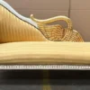 Casa Padrino Barock Chaiselongue Linke Seite Gold / Weiß / Gold - Handgefertigte Massivholz Recamiere mit Streifen - Barock Wohnzimmer Möbel - Edel & Prunkvoll
