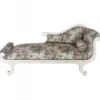Casa Padrino Barock Chaiselongue XXL im Blumenmuster Creme, Länge 180 cm, Breite 70 cm, Höhe 95 cm