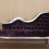 Casa Padrino Barock Chaiselongue Lila / Silber 150 x 78 x H. 90 cm - Mahagoni Chaiselongue mit edlem Samtstoff - Barock Möbel