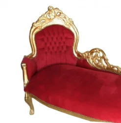 Casa Padrino Barock Chaiselongue King in Bordeaux und Gold, 155 x 70 x 100 cm, Massivholz
