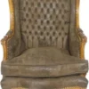 Casa Padrino Barock Chesterfield Ohrensessel Dunkelbraun / Braun 83 x 83 x H. 110 cm - Barockmöbel