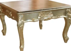Casa Padrino Barock Couchtisch im Antikstil - Goldfarbenes Metallblatt - 60 x 60 x 40 cm