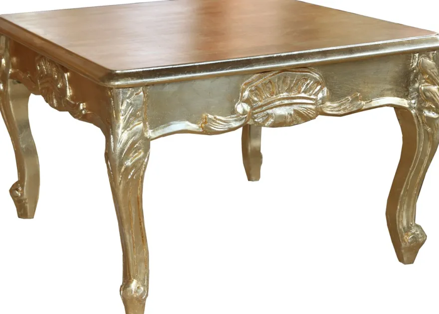 Casa Padrino Barock Couchtisch im Antikstil - Goldfarbenes Metallblatt - 60 x 60 x 40 cm