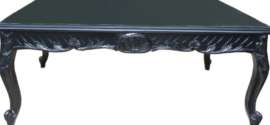 Casa Padrino Barock Couchtisch im Antik Stil, Schwarz, 120 x 80 x 48 cm, mit Glasplatte