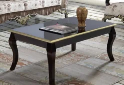 Casa Padrino Barock Couchtisch Schwarz / Gold 100 x 74 x H. 46 cm - Massivholz Wohnzimmertisch im Barockstil - Barock Wohnzimmer Möbel