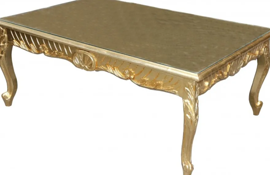 Casa Padrino Barock Couchtisch im Antik Look Gold 120 x 80 x 48 cm - Luxuriöses Wohnzimmermöbel