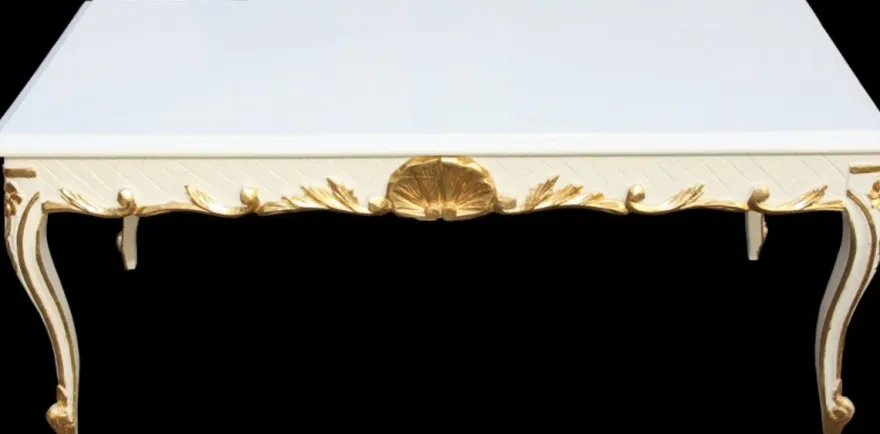 Casa Padrino Barock Couchtisch im Antik Look - Weiß und Gold - 120 x 60 x 52 cm