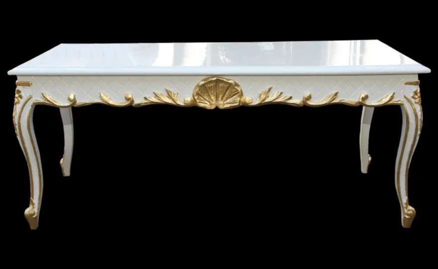 Casa Padrino Barock Couchtisch im Antik Look - Weiß und Gold - 120 x 60 x 52 cm