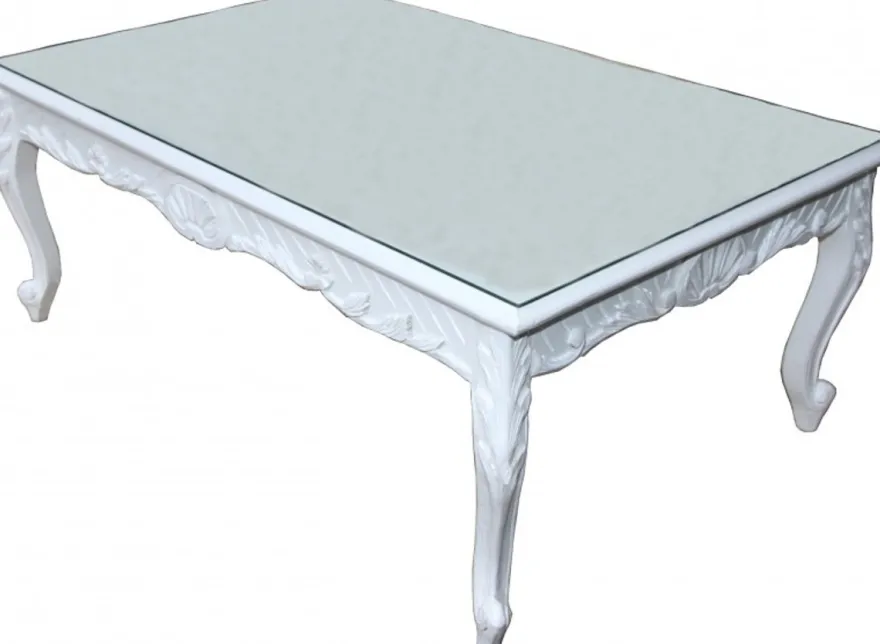 Casa Padrino Barock Couchtisch Weiß - Massivholz Wohnzimmertisch im Antik Stil - 120 x 80 x 48 cm