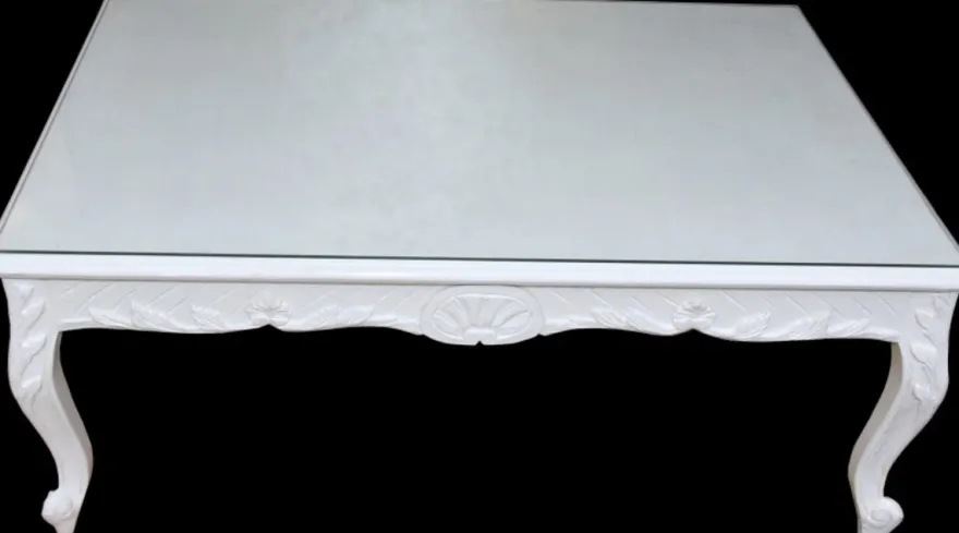 Casa Padrino Barock Couchtisch Weiß - Massivholz Wohnzimmertisch im Antik Stil - 120 x 80 x 48 cm