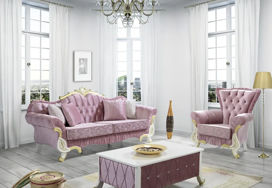 Casa Padrino Barock Couchtisch Rosa / Weiß / Gold 100 x 64 x H. 43 cm - Barockstil Wohnzimmertisch mit Glitzersteinen - Barock Möbel
