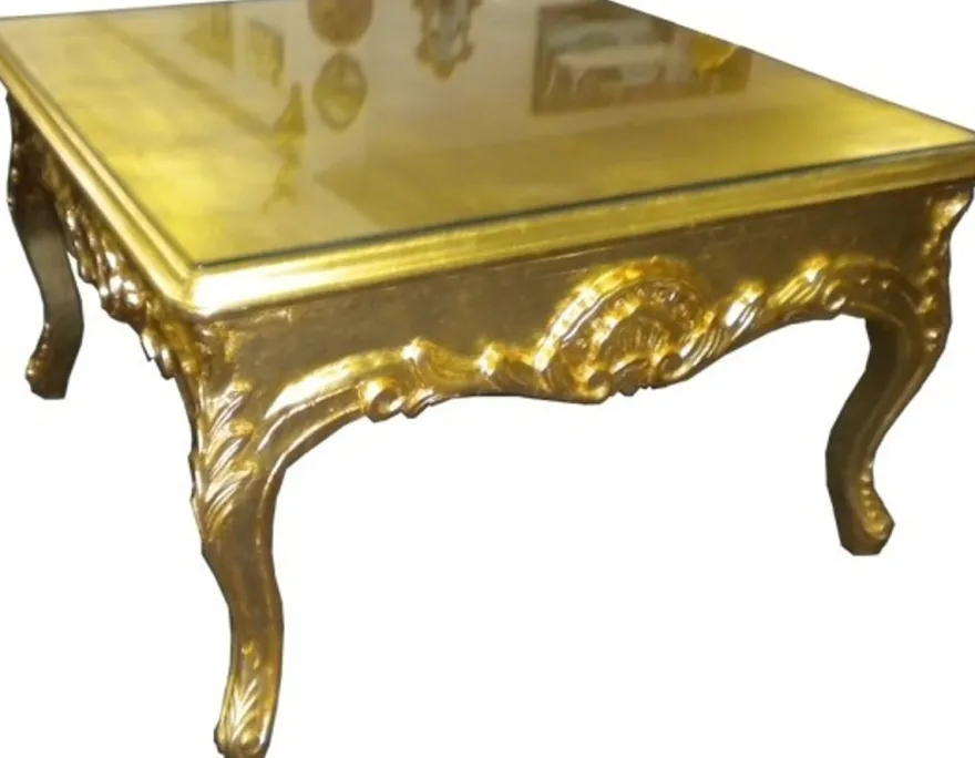 Casa Padrino Barock Couchtisch 70 x 70 cm Gold - Couch Tisch - Wohnzimmer Tisch - Beistell Tisch - Möbel