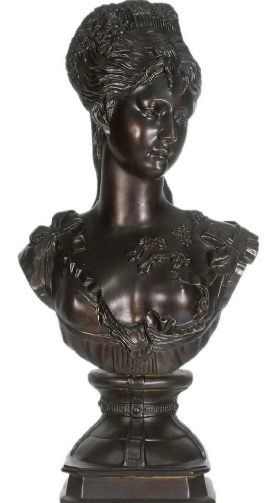 Casa Padrino Barock Damen Büste Schwarz 37 x 22 x H. 70 cm - Dekofigur im Barockstil