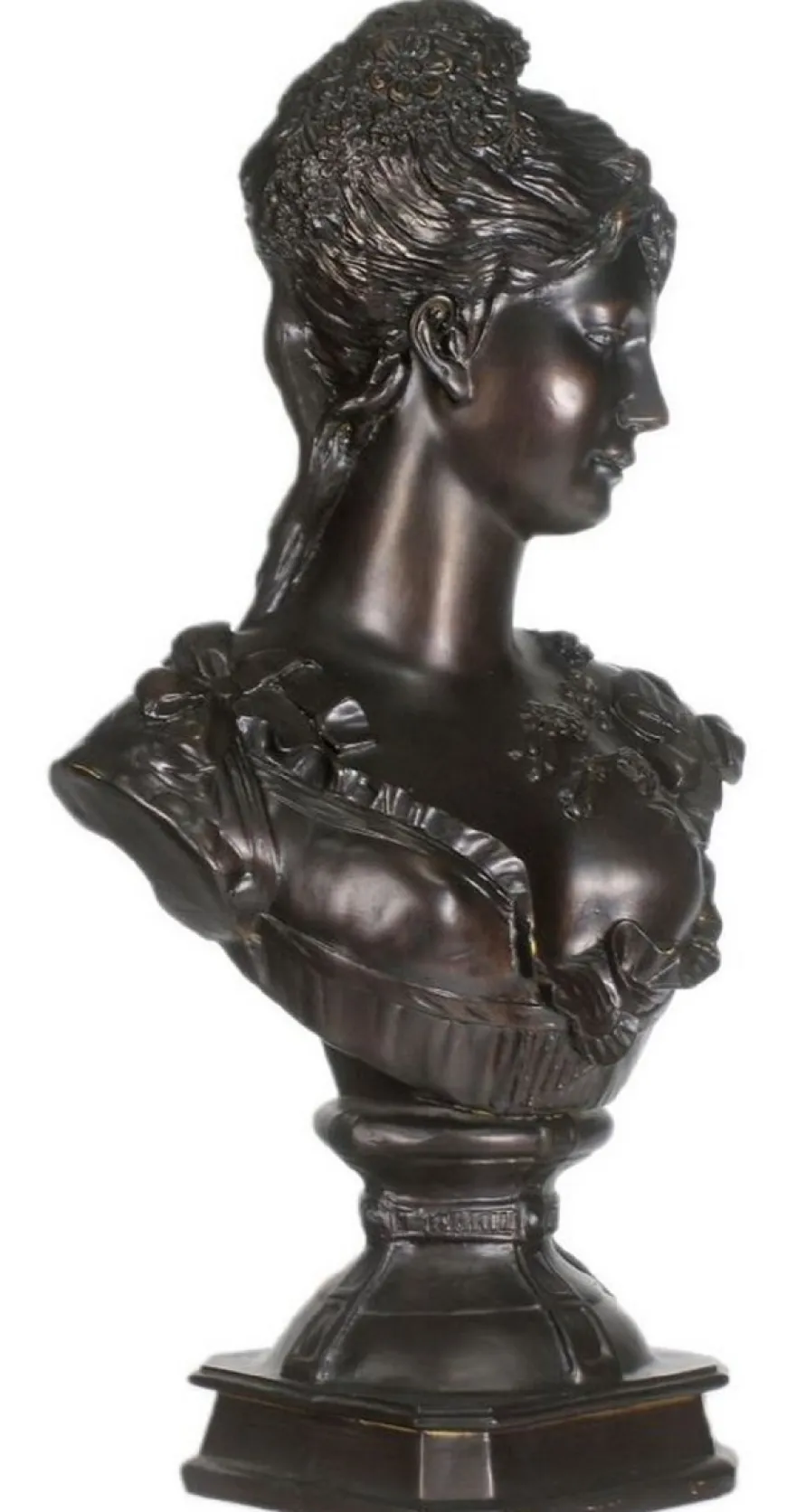 Casa Padrino Barock Damen Büste Schwarz 37 x 22 x H. 70 cm - Dekofigur im Barockstil