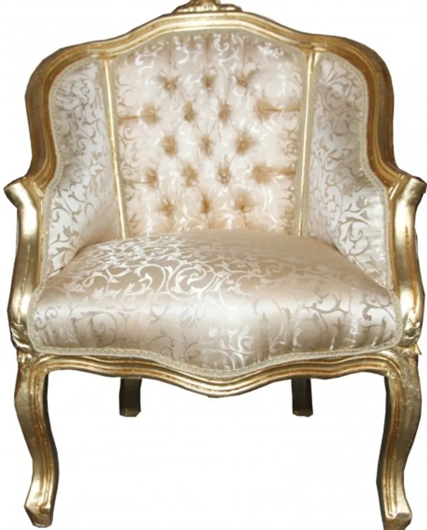 Casa Padrino Barock Damensessel im Antik Stil, Gold mit edlem Muster, 63 x 53 x 80 cm