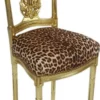 Casa Padrino Barock Damen Stuhl Leopard / Gold 40 x 35 x H. 85 cm - Handgefertigter Antik Stil Stuhl - Barock Möbel