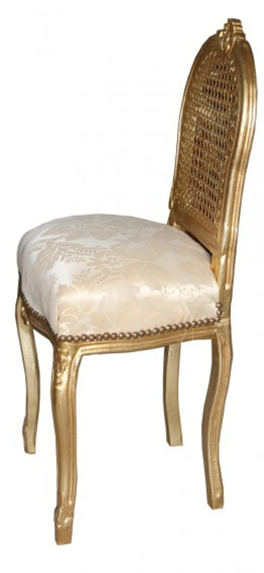 Casa Padrino Barock Damen Stuhl Gold Muster / Gold - Schminkstuhl