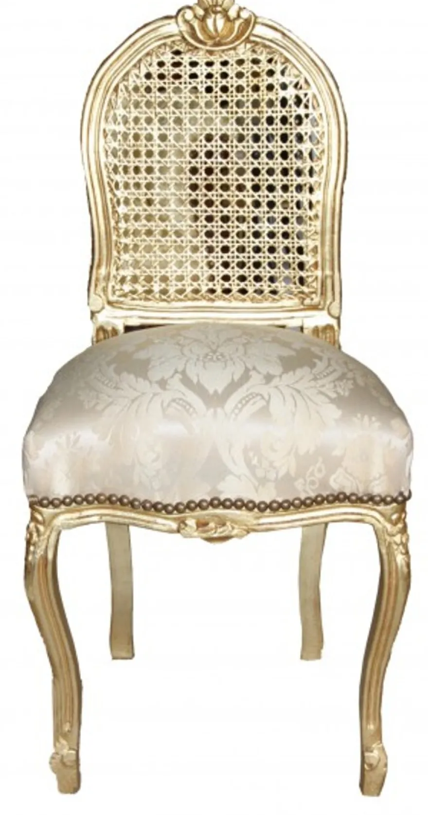 Casa Padrino Barock Damen Stuhl Gold Muster / Gold - Schminkstuhl