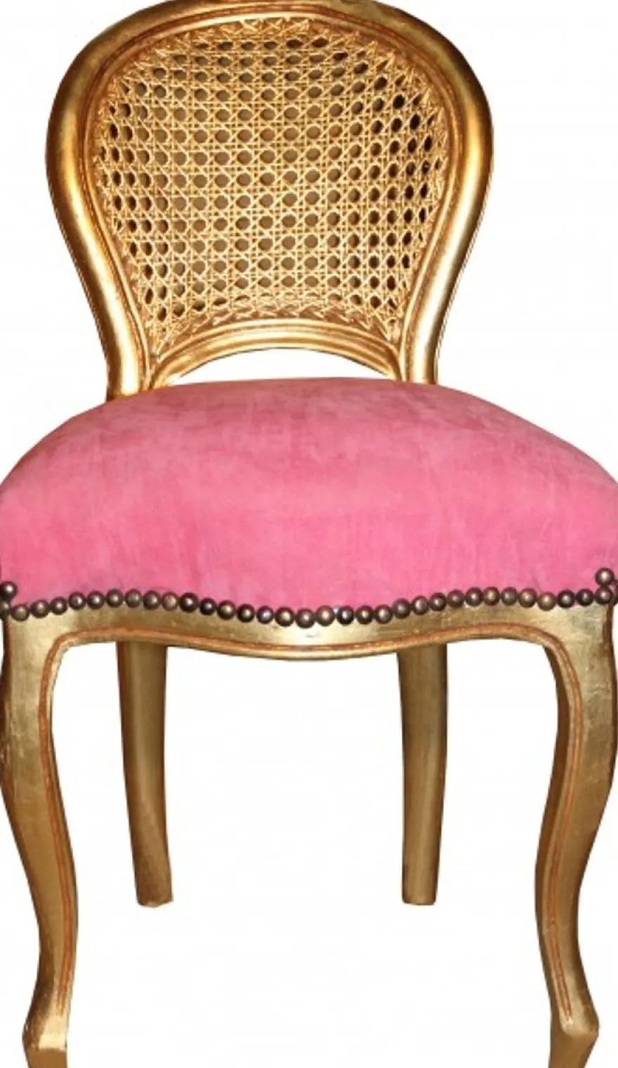 Casa Padrino Barock Damen Stuhl Rosa / Gold Schminkstuhl