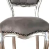 Casa Padrino Barock Damen Stuhl Grau / Silber 40 x 44 x H. 83 cm - Handgefertigter Schminktisch Stuhl mit edlem Samtstoff - Möbel im Barockstil