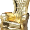 Casa Padrino Barock Damen Thron Sessel Majestic Medium Gold/ Gold Lederoptik mit Bling Bling Glitzersteinen - Riesensessel - Thron Stuhl Tron