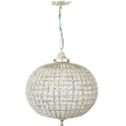 Casa Padrino Barock Decken Hängeleuchte, edle Glas Leuchte in Silber, 35 x H 65 cm