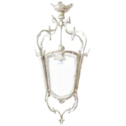 Casa Padrino Barock Decken Hängeleuchte Antik Stil, Silber, Glas, 35 x 35 x H 70 cm, Laterne