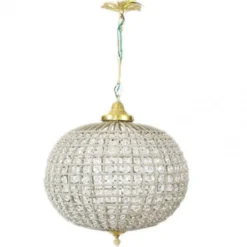 Casa Padrino Barock Decken Hängeleuchte, prunkvolle Glas Leuchte in Gold, 35 x H 65 cm