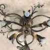 Casa Padrino Barock Deckenleuchte Ø 70 x T. 22 cm 6-flammig - Handgefertigte Leuchte aus Italien - Barock Leuchten