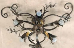Casa Padrino Barock Deckenleuchte Ø 70 x T. 22 cm 6-flammig - Handgefertigte Leuchte aus Italien - Barock Leuchten
