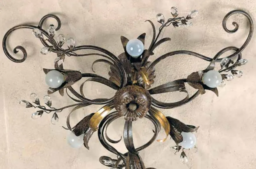 Casa Padrino Barock Deckenleuchte Ø 70 x T. 22 cm 6-flammig - Handgefertigte Leuchte aus Italien - Barock Leuchten