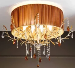 Casa Padrino Barock Deckenleuchte Elfenbein Ø 90 x T. 70 cm 8-flammig - Handgefertigte Leuchte aus Italien - Barock Leuchten