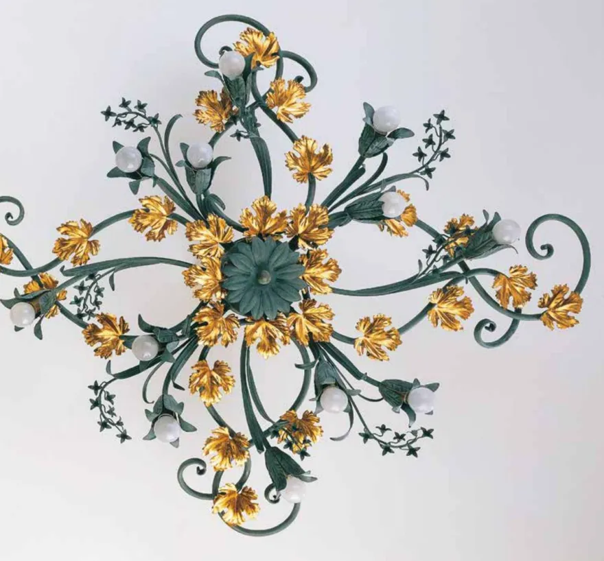 Casa Padrino Barock Deckenleuchte B. 125 x T. 96 cm 12-flammig - Handgefertigte Leuchte aus Italien - Barock Leuchten