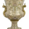 Casa Padrino Barock Deko Porzellan Vase Mehrfarbig / Messingfarben Ø 52 x H. 75,5 cm - Prunkvolle Blumenvase - Deko Accessoires im Barockstil