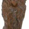Casa Padrino Barock Deko Skulptur Löwe mit Krone Braun / Gold 25 x H. 75 cm - Prunkvolle Kunstharz Dekofigur - Barock Wohnzimmer Deko Accessoires