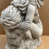 Casa Padrino Barock Deko Skulptur Frau mit Flügel Weiß / Grau 56 x 63 x H. 110 cm - Garten Deko Stein Figur - Barock Garten & Terrassen Deko Accessoires