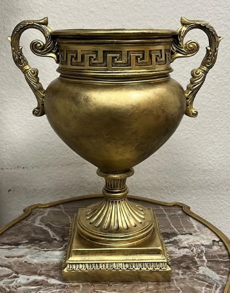Casa Padrino Barock Deko Vase Antik Gold H. 50 cm - Prunkvolle Barockstil Blumenvase - Deko Accessoires im Barockstil