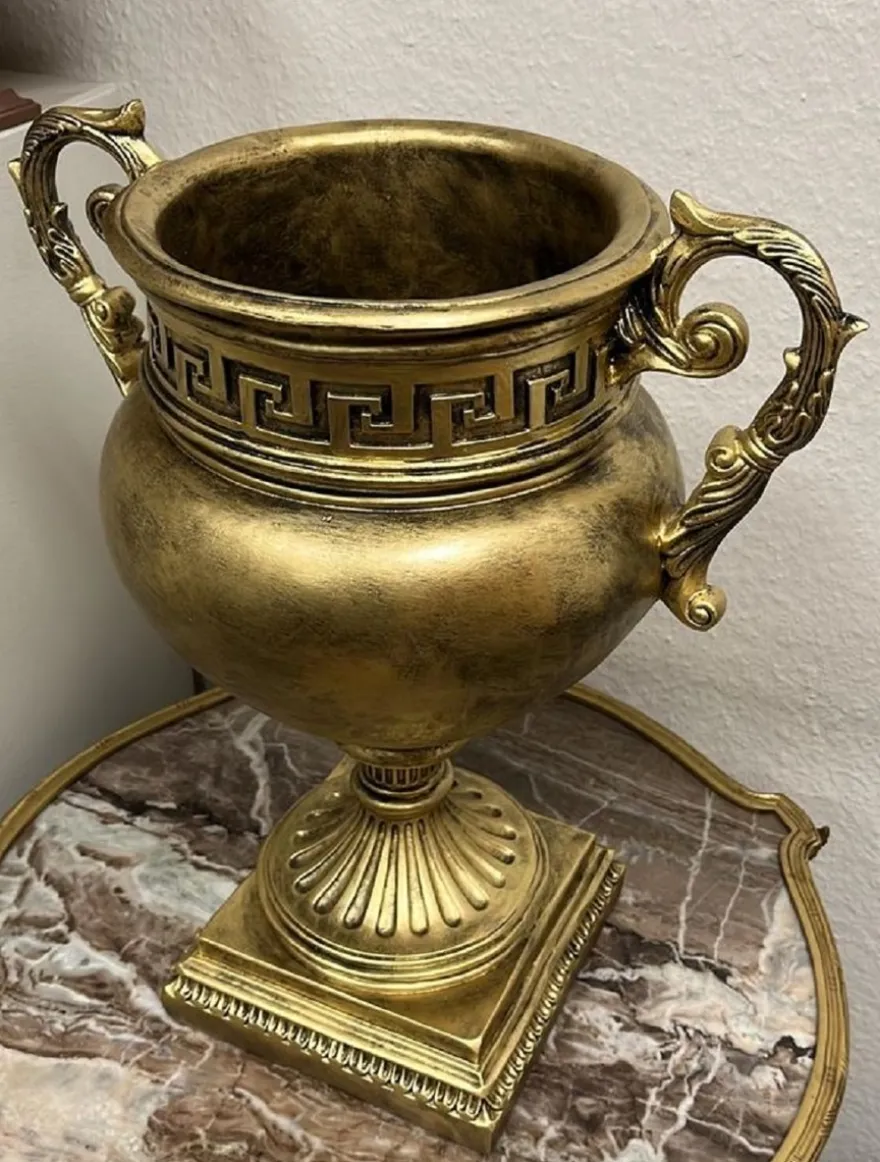 Casa Padrino Barock Deko Vase Antik Gold H. 50 cm - Prunkvolle Barockstil Blumenvase - Deko Accessoires im Barockstil