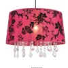 Casa Padrino Barock Design Hängeleuchte, Pendelleuchte mit Kristall-Deco in Rot, Durchmesser 45 cm