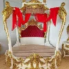 Casa Padrino Barock Doppelbett Weiß / Gold / Bordeauxrot - Prunkvolles Massivholz Bett - Schlafzimmer Möbel im Barockstil - Barock Schlafzimmer Möbel - Edel & Prunkvoll