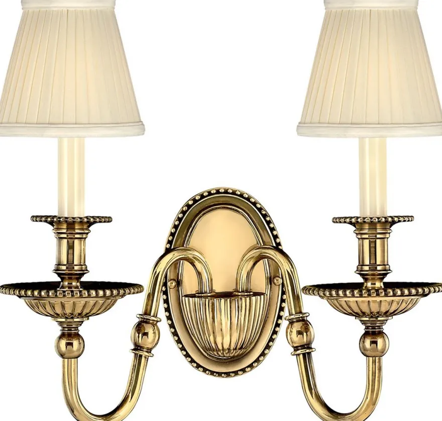 Casa Padrino Barock Doppel Messing Wandleuchte 34,5 x 19,5 x H. 27,5 cm - Prunkvolle Hotel & Restaurant Wandlampe im Barockstil - Luxus Qualität