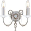 Casa Padrino Barock Doppel Wandleuchte Silber 32 x 17,5 x H. 22 cm - Elegante Wohnzimmer Wandlampe - Wandleuchten im Barockstil