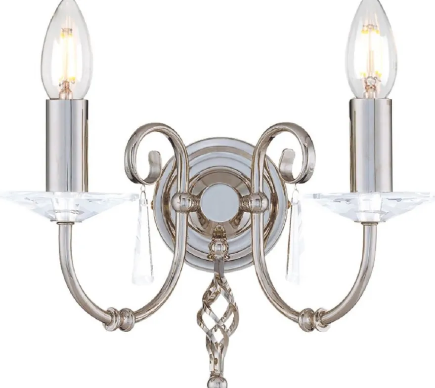 Casa Padrino Barock Doppel Wandleuchte Silber 32 x 17,5 x H. 22 cm - Elegante Wohnzimmer Wandlampe - Wandleuchten im Barockstil