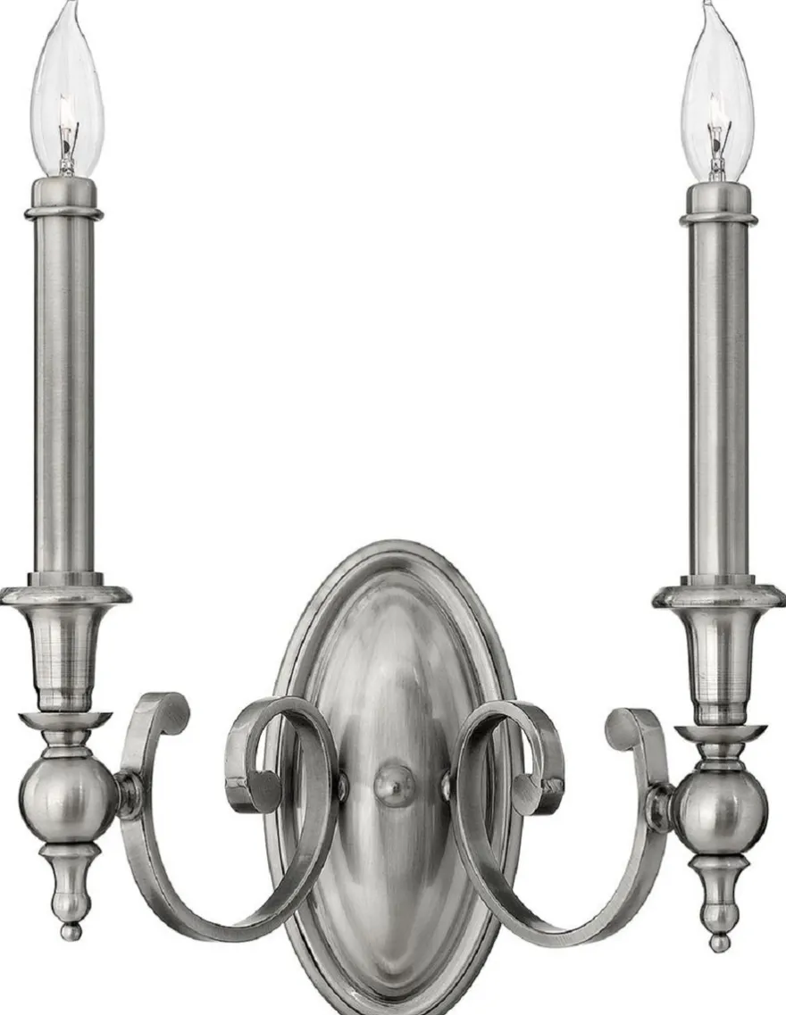 Casa Padrino Barock Doppel Wandleuchte Antik Silber 34,9 x 16,5 x H. 38,1 cm - Elegante Hotel & Restaurant Wandlampe - Barock & Jugendstil Wandleuchten