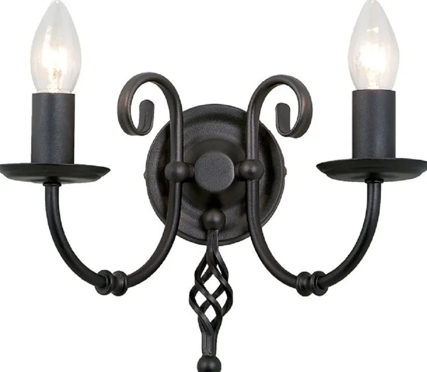 Casa Padrino Barock Doppel Wandleuchte Schwarz 35 x 22 x H. 27 cm - Elegante Stahl Wandlampe - Wandleuchten im Barockstil