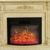 Casa Padrino Barock Elektrokamin Gelb / Schwarz 117 x 31 x H. 94 cm - Wohnzimmer Deko Kamin mit Fernbedienung - Wohnzimmer Möbel im Barockstil - Barock Möbel - Barock Elektro Kamine