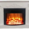 Casa Padrino Barock Elektrokamin Weiß / Schwarz 125 x 35 x H. 88 cm - Wohnzimmer Deko Kamin mit Fernbedienung - Wohnzimmer Möbel im Barockstil - Barock Möbel - Barock Elektro Kamine
